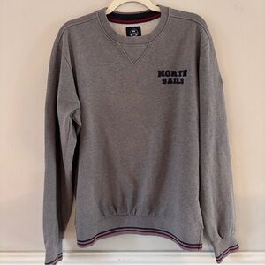 North Sails Crewneck Sweathshirt Embroidered Logo with Red and Blue Trim Size L